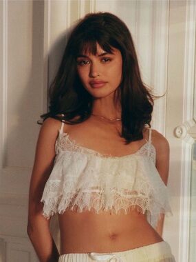 Anthropologie Lyrebird Lace Swing Crop Cami